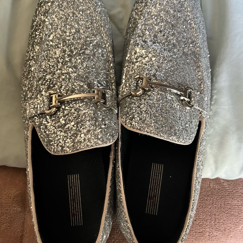 Men's Silver Glitter Loafers